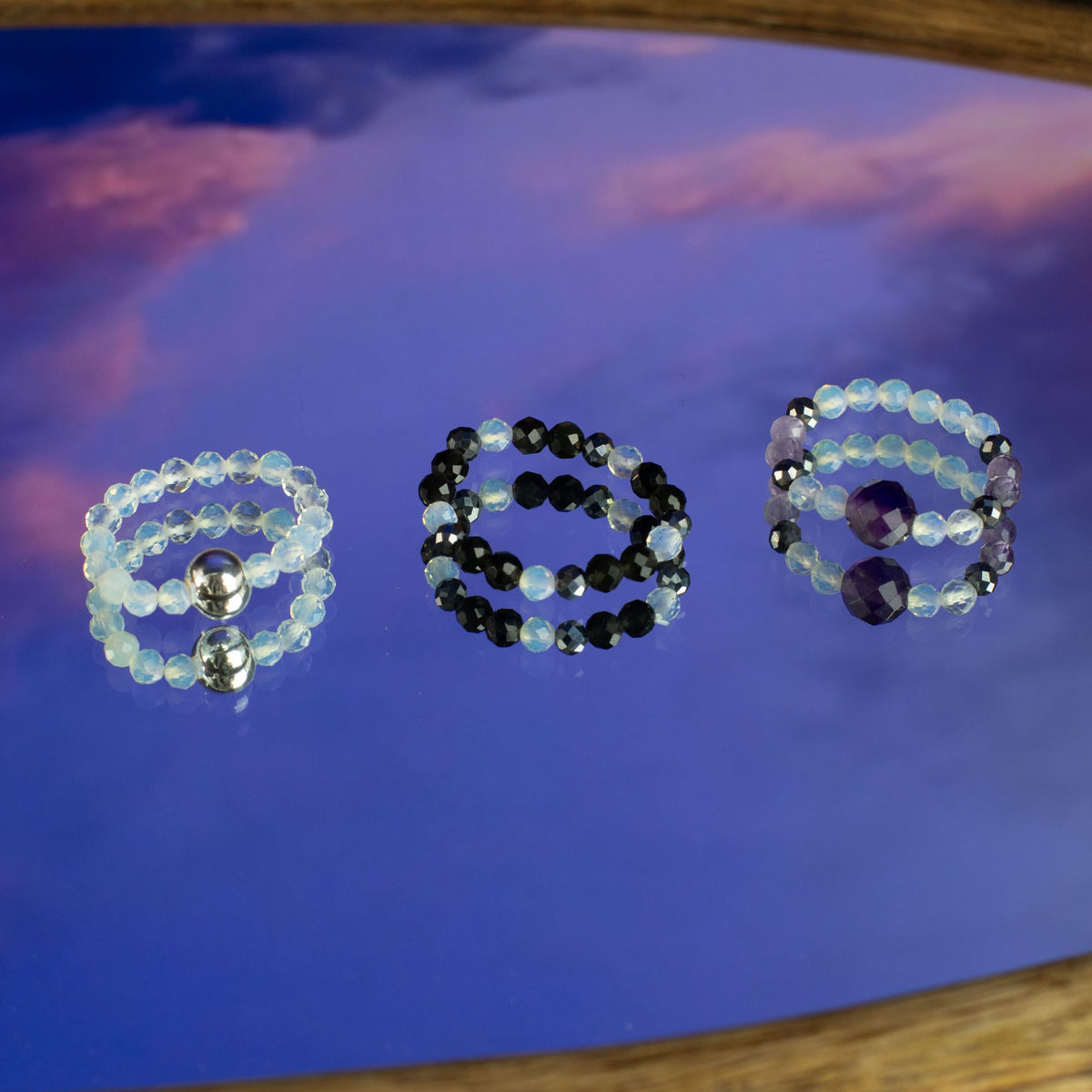 Nymph Spirit Gemstone Ring Set - Full Moon - view 2