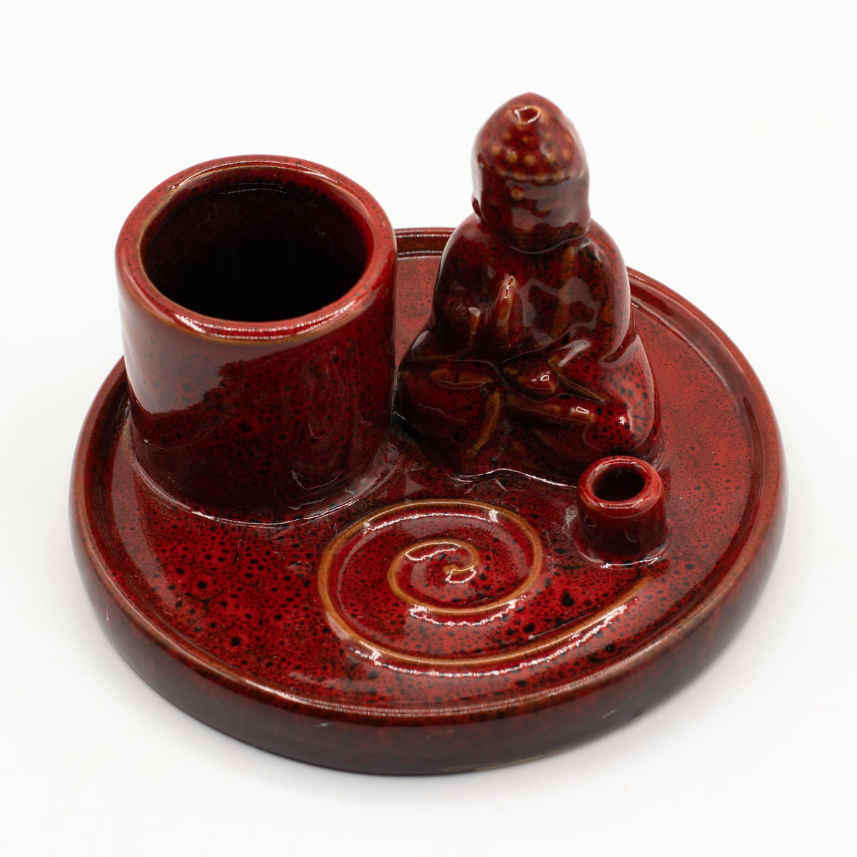 Multi Purpose Buddha Incense Plate - Ceramic Soft Red - view 7