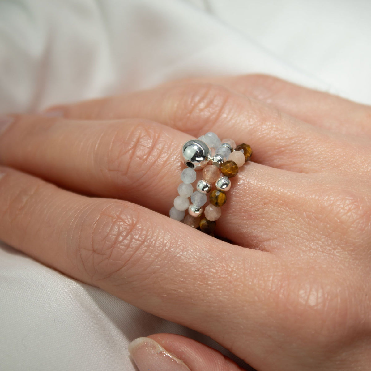Nymph Spirit Gemstone Ring Set - Sea Sunset - view 3