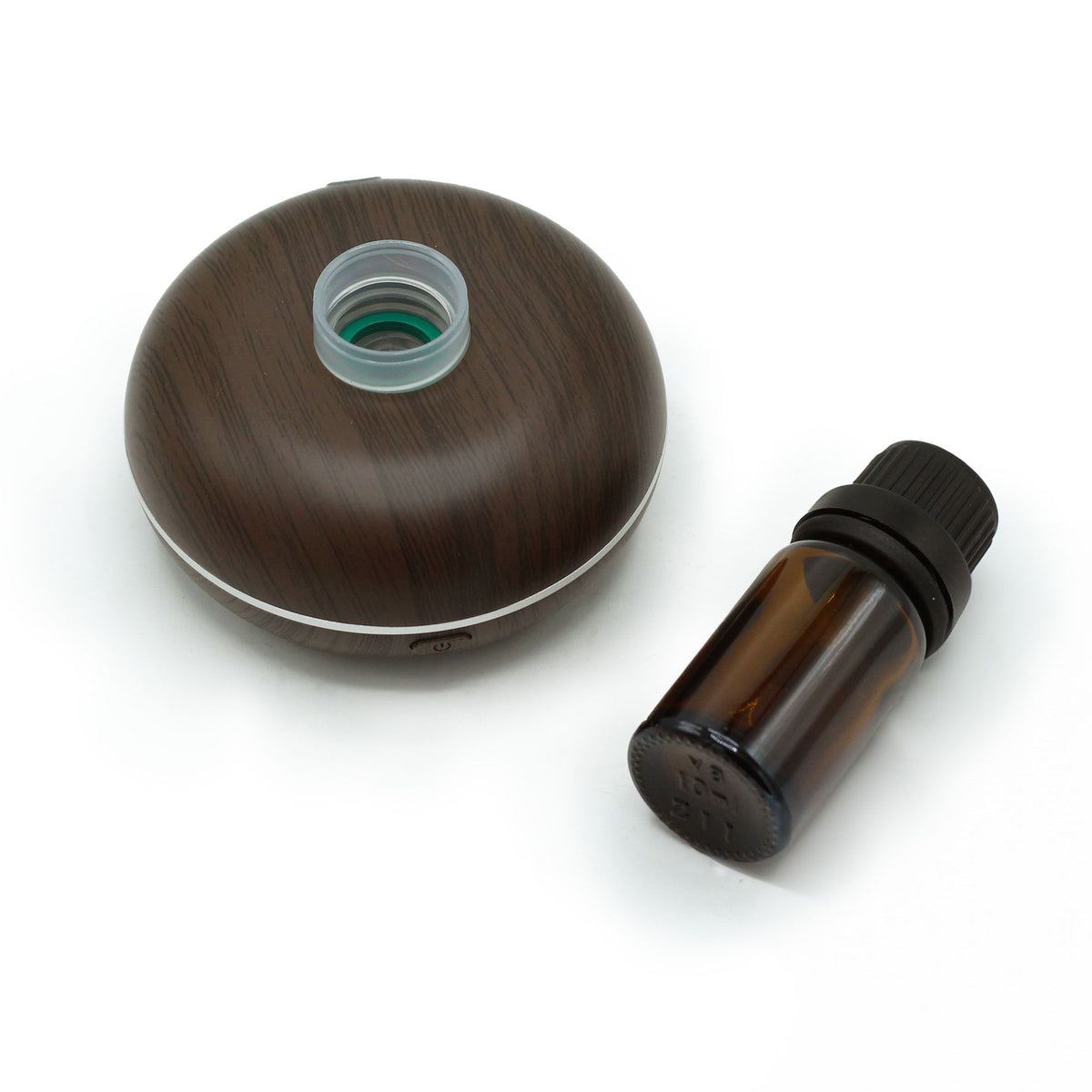 Mini single waterless essential oil nebuliser in dark wood finish - view 3