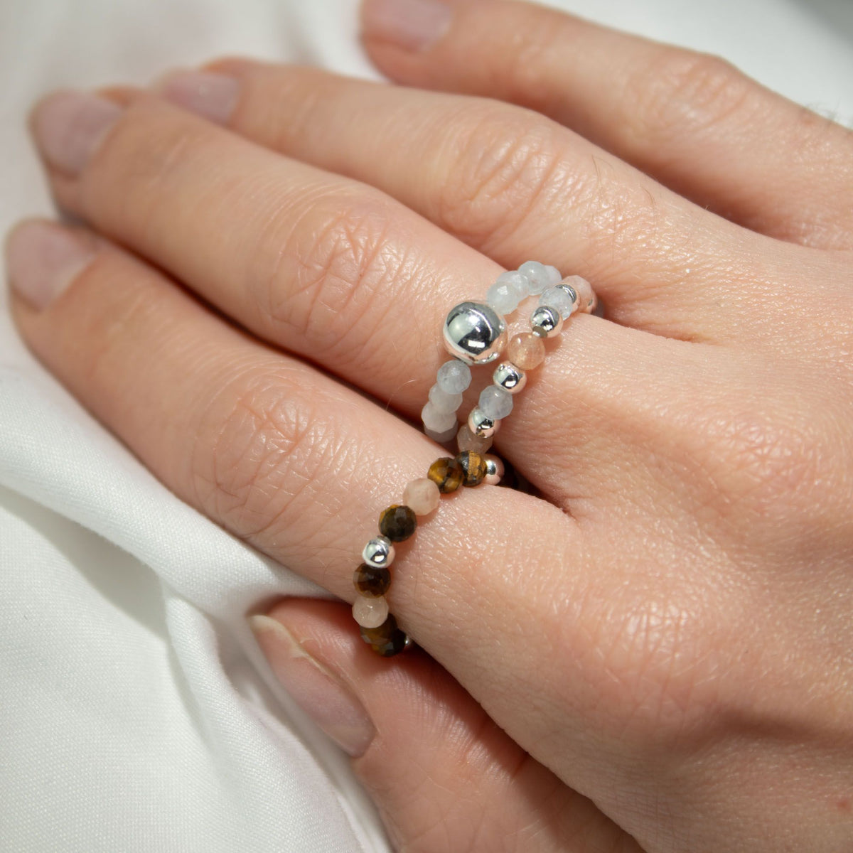 Nymph Spirit Gemstone Ring Set - Sea Sunset - view 4