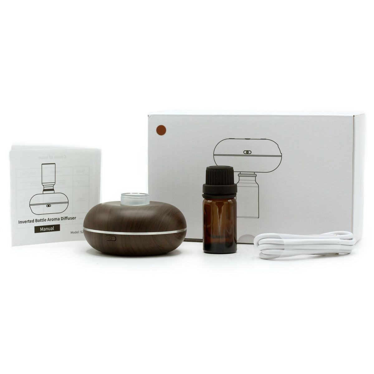Mini single waterless essential oil nebuliser in dark wood finish - view 4