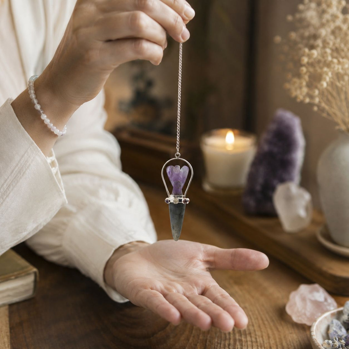 Veilwalker - Two Piece Angel Pendulum - Chakra Band - Labradorite & Amethyst - view 2