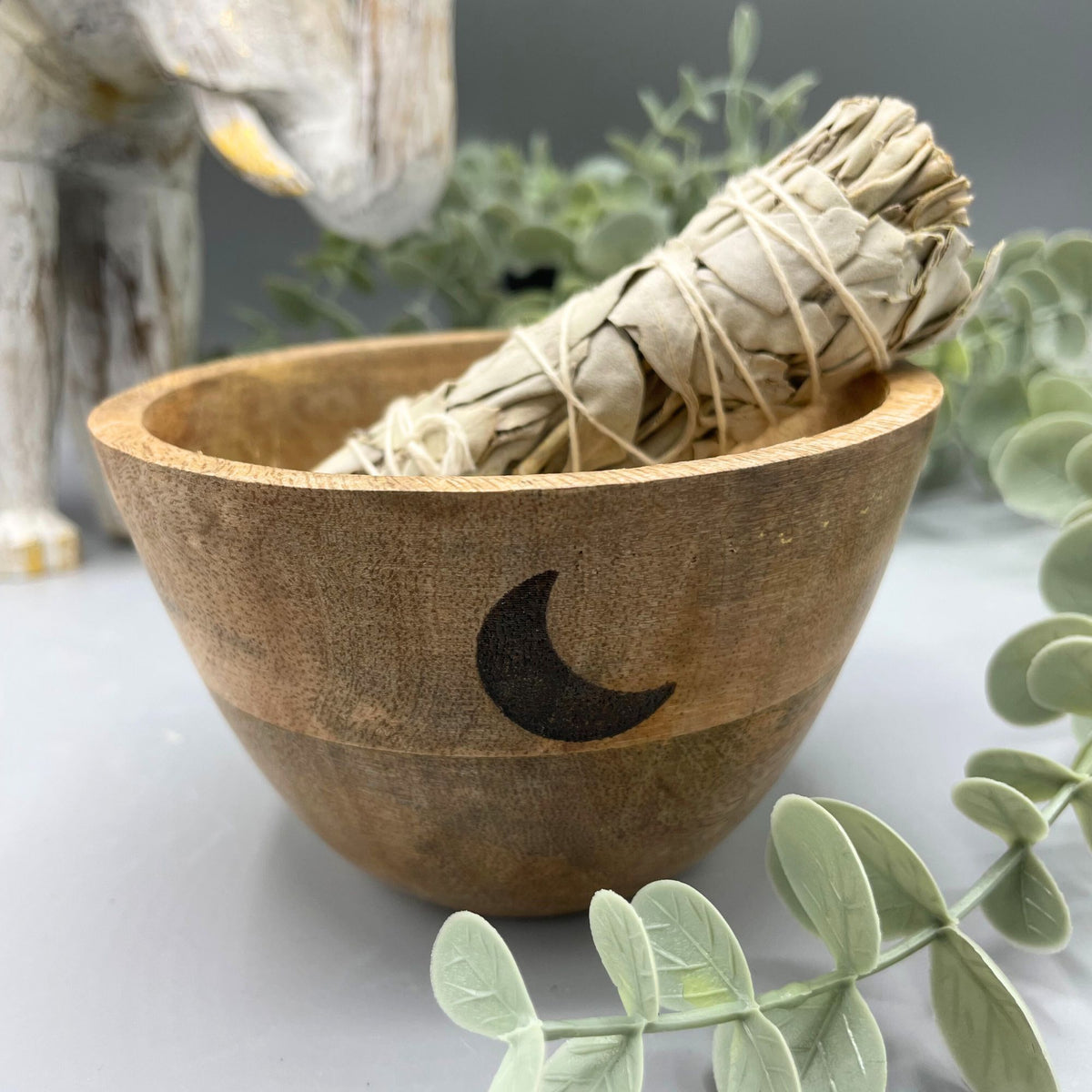 Wooden Smudge Bowl - Three Moons - Small - view 2