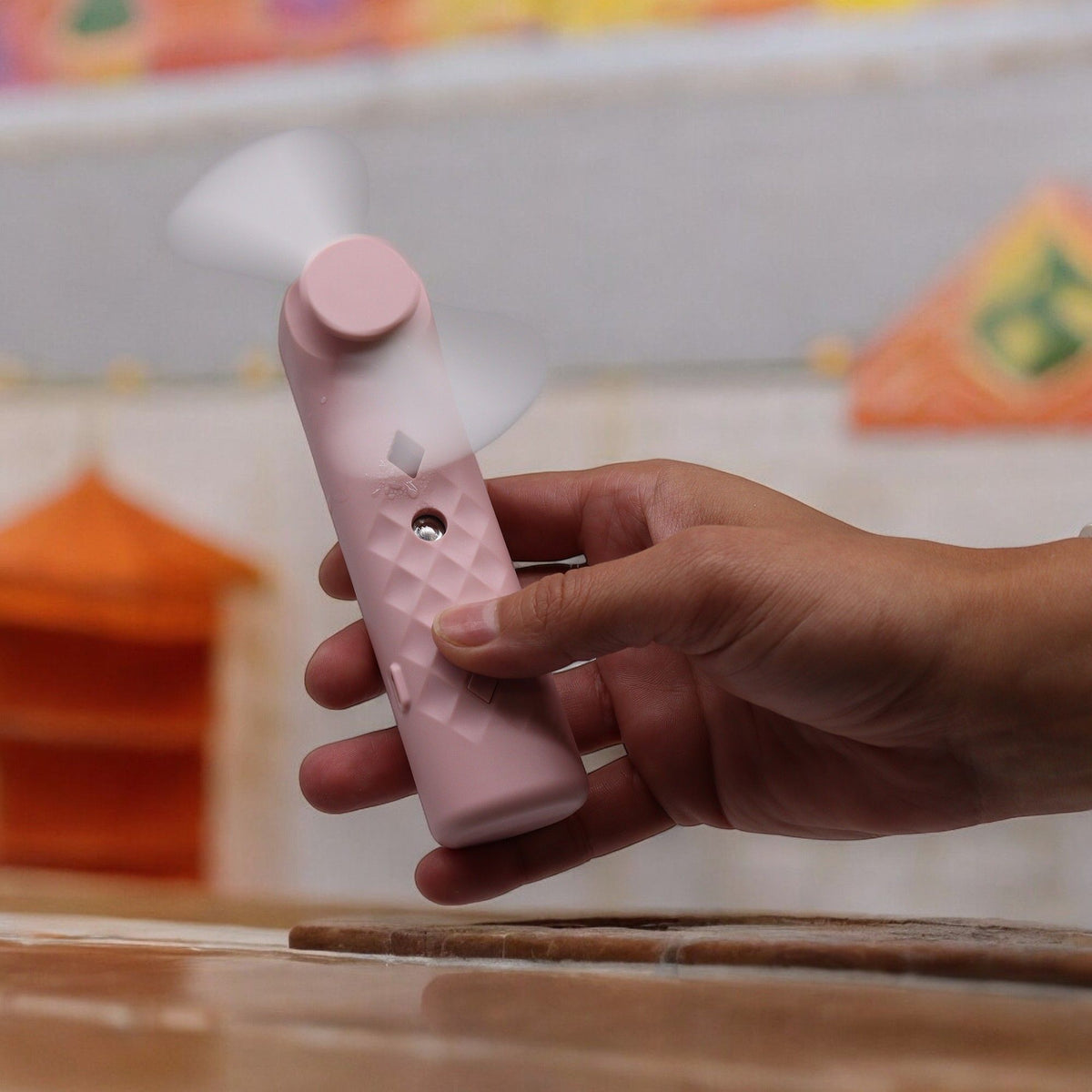 Pink handheld nano mist face fan and spray, USB rechargeable - view 3