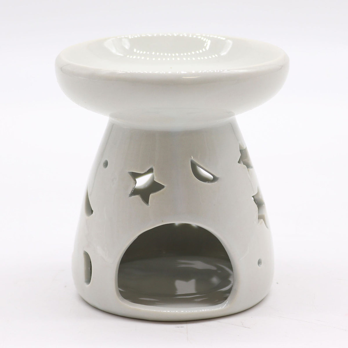 Lrg Classic White Oil Burner - Moon & Star - view 3