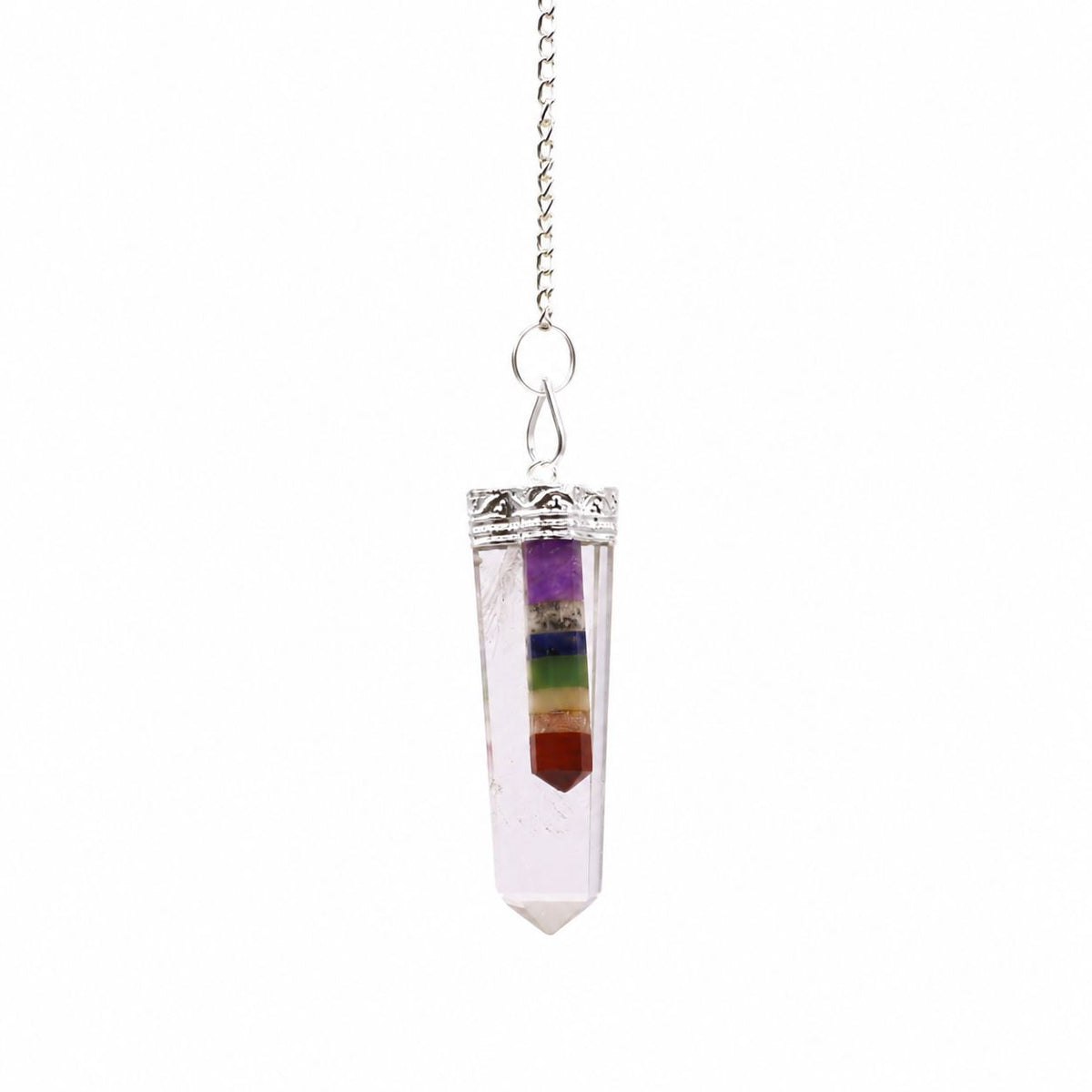 Crystal - 7 Chakra Bounded Thin Point Flat Pendant - view 3