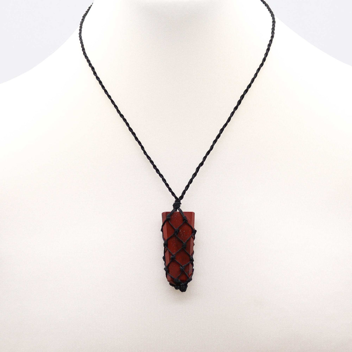 Laced Gemstone Flat Point Pendant - Red Jasper - view 3