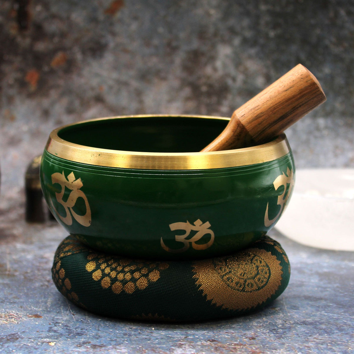 Lrg Tree of Life Singing Bowl Set - Green 14cm - view 5