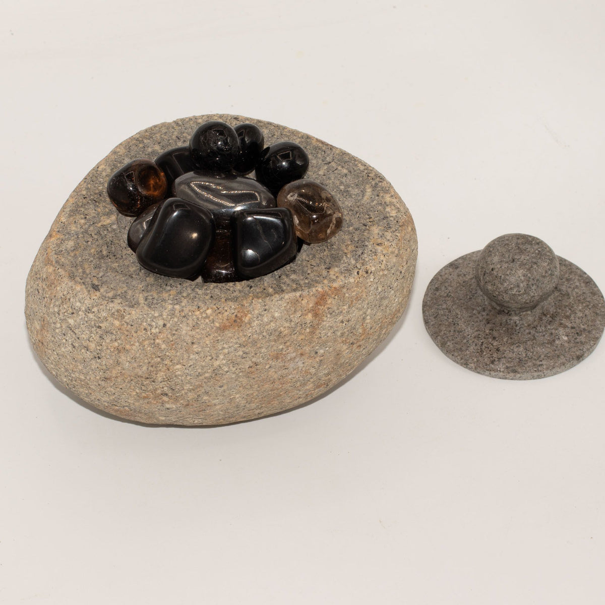 Natural Riverstone Grounding Pot - Large (approx 15x12cm) - view 5