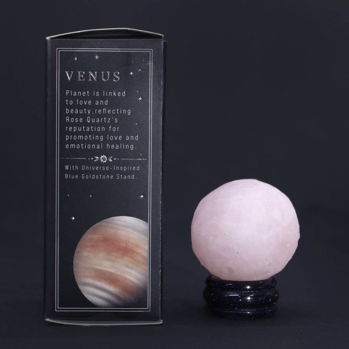 Rose Quartz Planet on a Goldstone Stand (VENUS) - view 6