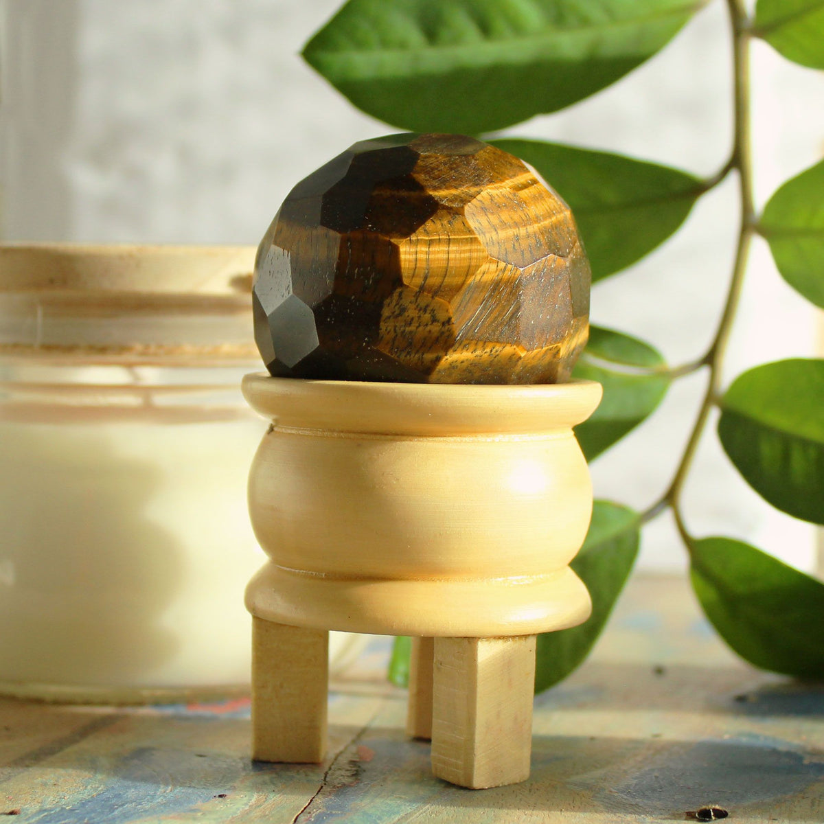 Gemstone Faceted Healing Ball & Stand - Tigereye - view 3