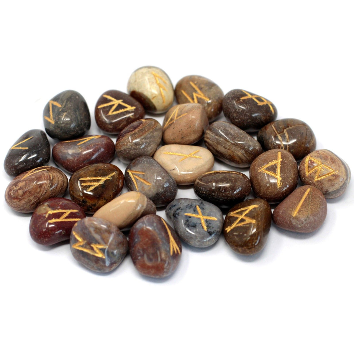 Runes Stone Set in Pouch - Fancy Jasper - view 2