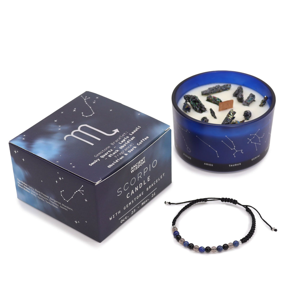 Zodiac Crystal Candle with Gemstone Bracelet - Scorpio - view 2