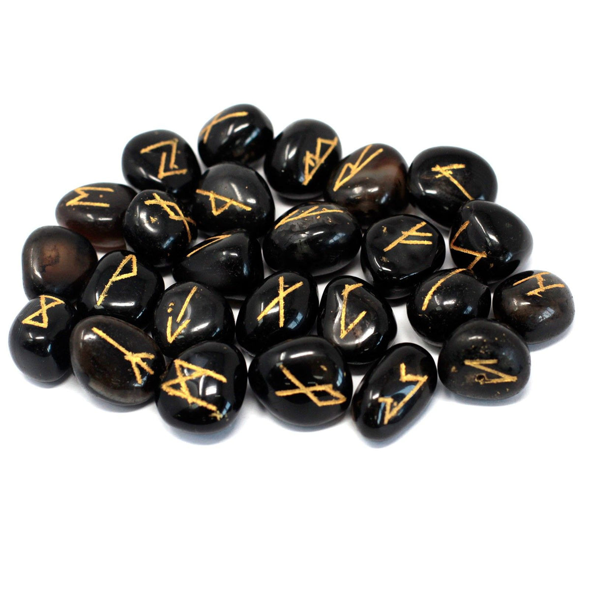 Runes Stone Set in Pouch - Black Onyx - view 2