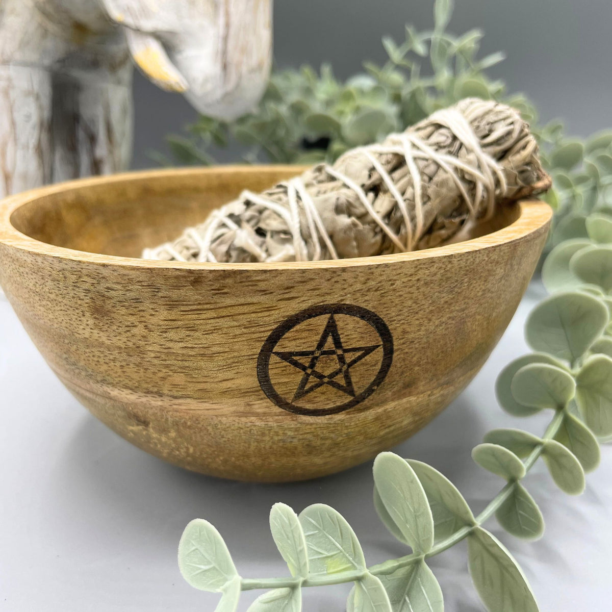 Wooden Smudge Bowl - Pentagram - Large - view 2