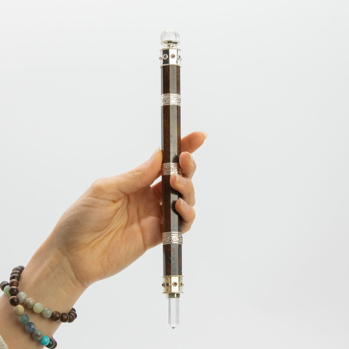 Bloodroot Sovereign Wand - Extra Long Fancy Jasper Magic - Crystal Ball top - 26cm - view 4