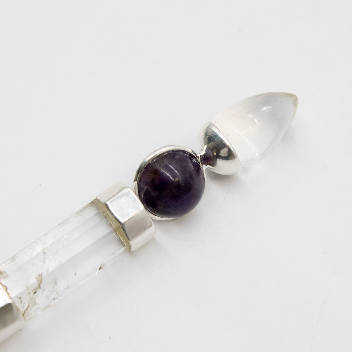 Celestial Prism Wand - Amethyst Moving Crystal Sphere Quartz-Style Stem - 12cm - view 7