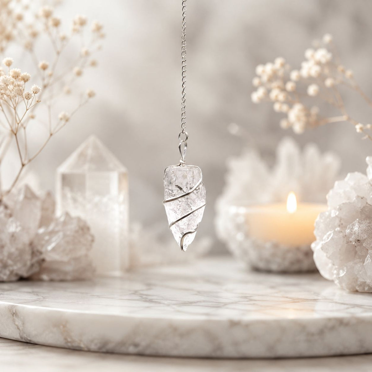 Raw Gemstone Pendulum - Rock Quartz - view 2