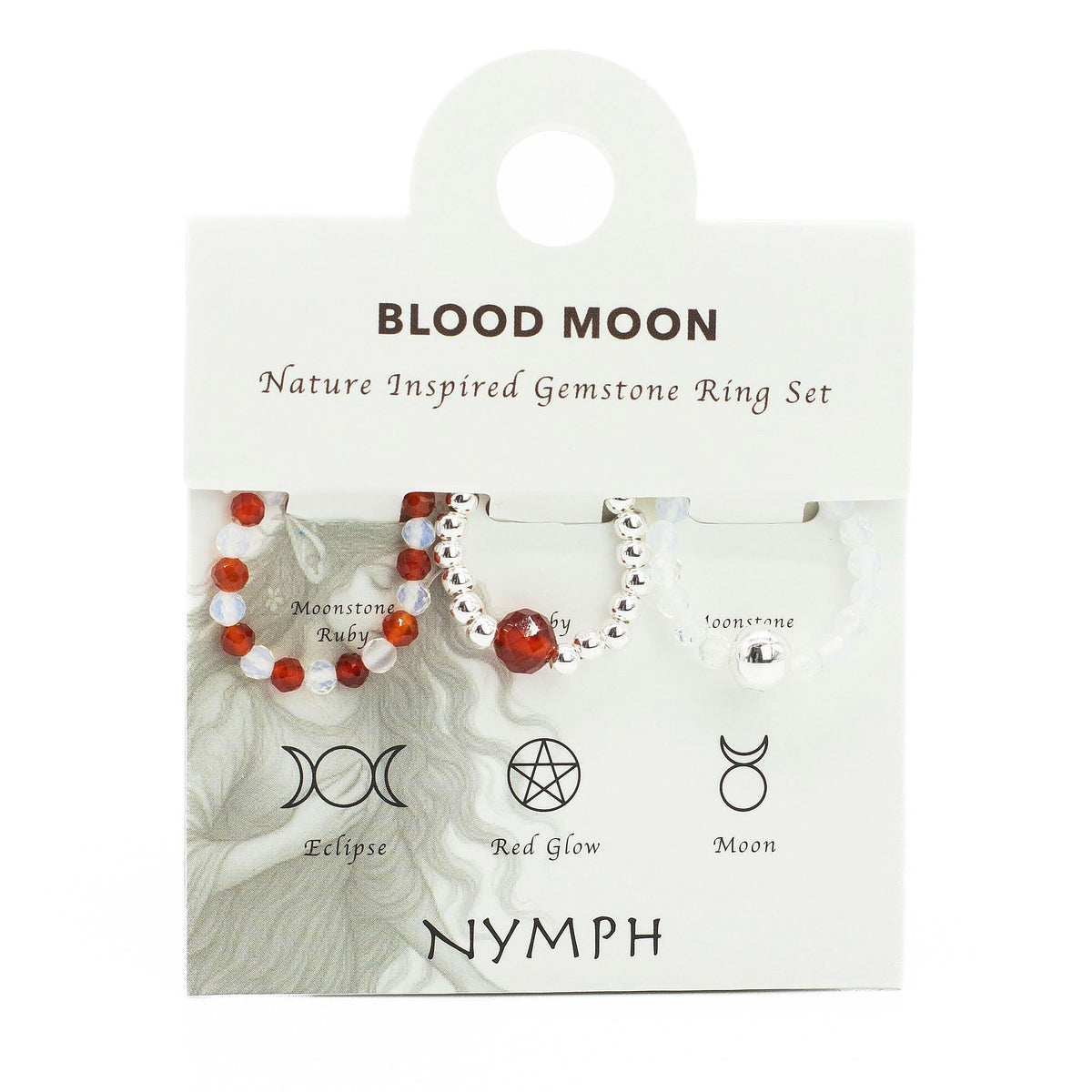 Nymph Spirit Gemstone Ring Set - Blood Moon - view 3