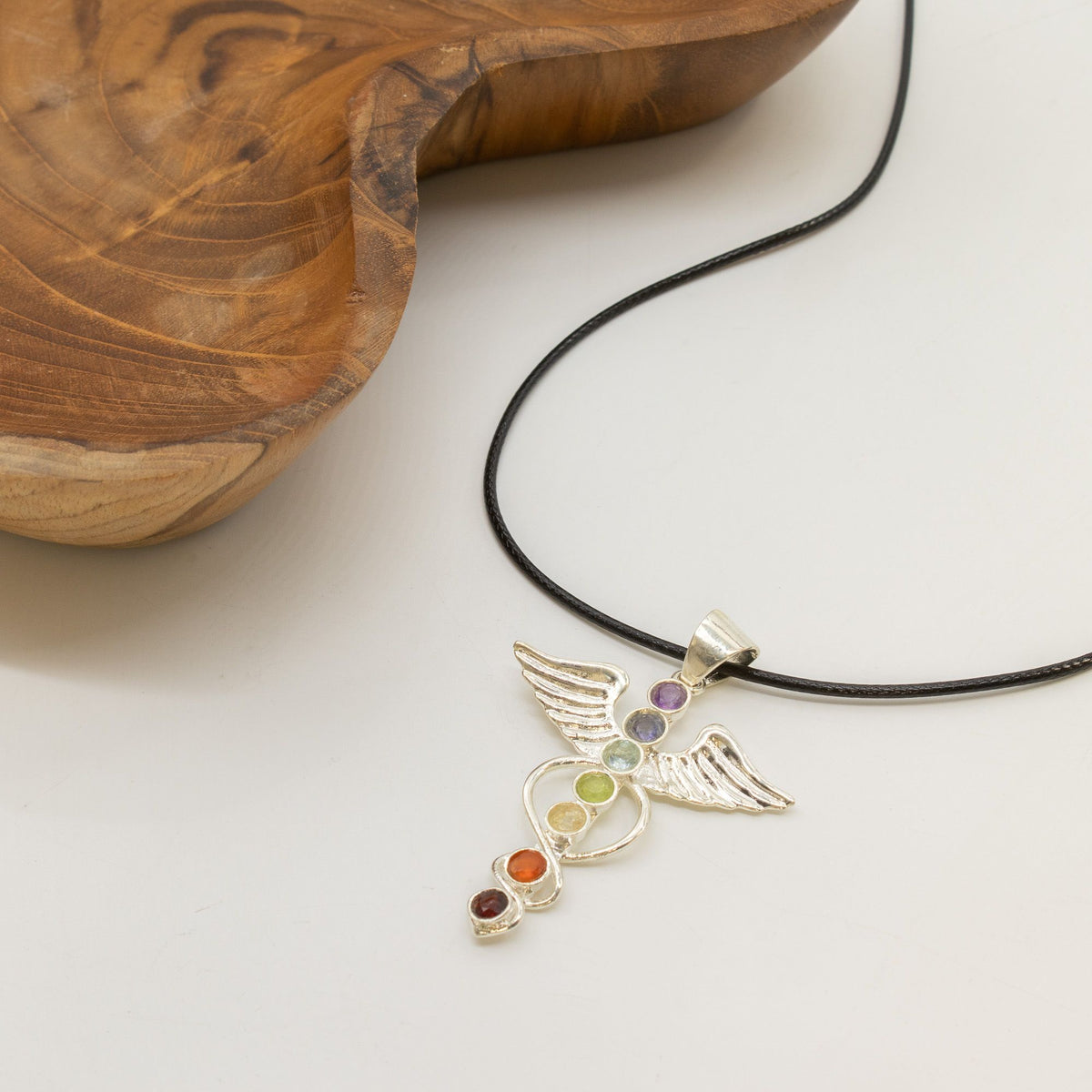 Indian Devotional Pendant - Silver Plated (45cm Cord) - Angel Chakra - view 4