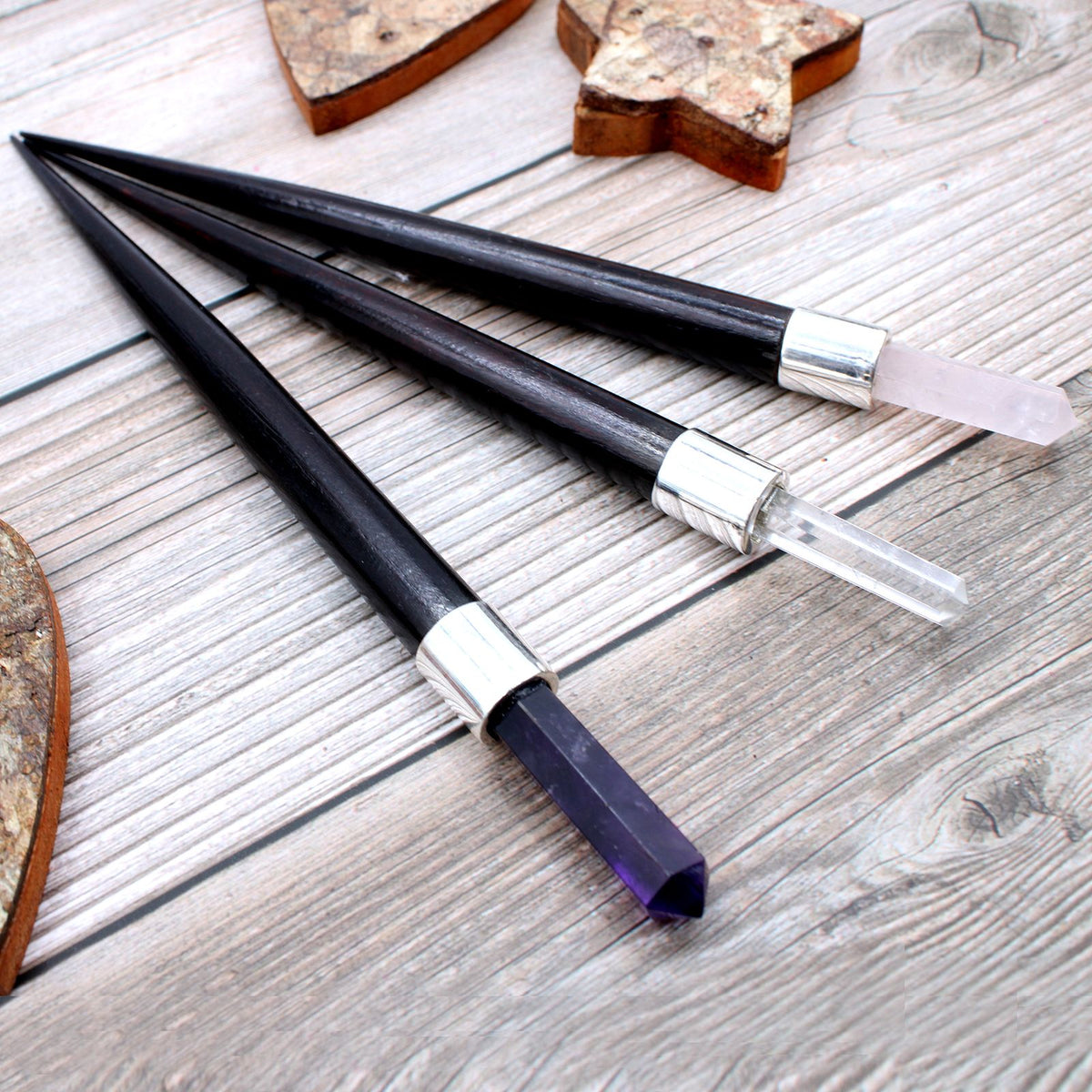 Simple Pointed Healing Wand - Rose, Rock, Amethyst (Pack of 3) - view 4