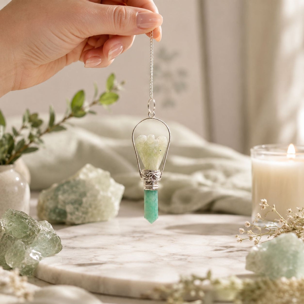 Angel Pendulum with Ring - Green Aventurine - view 4