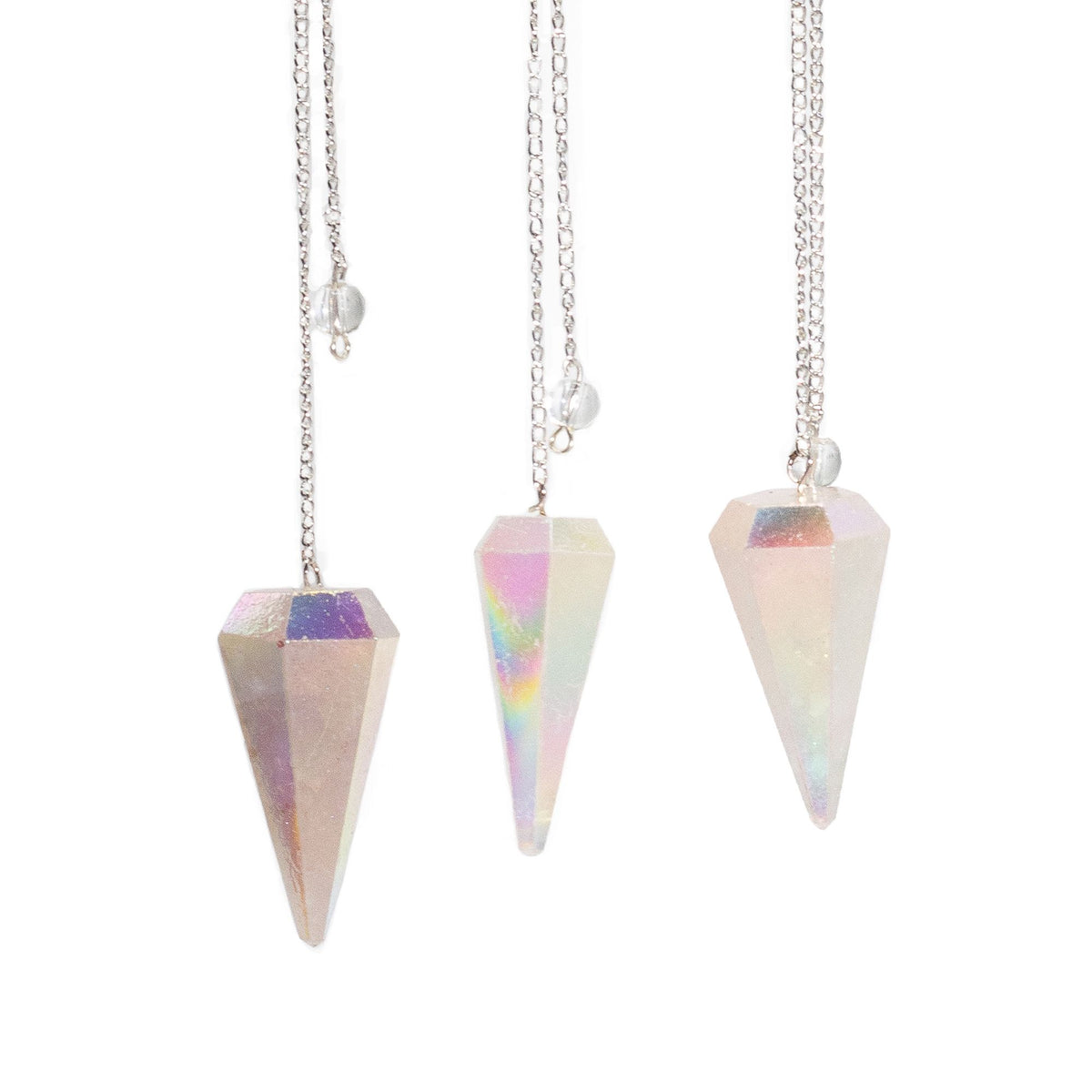 Six Sided Crystal Pendulum - Aurora Quartz, Angel White - view 3