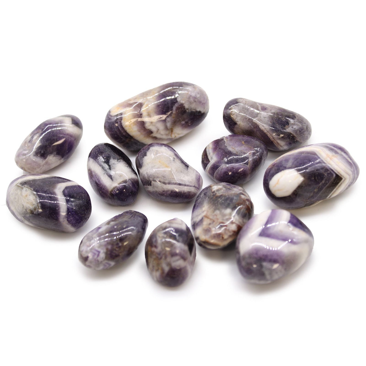 Medium African Tumble Stones - Amethyst - Chevron (Pack of 12)