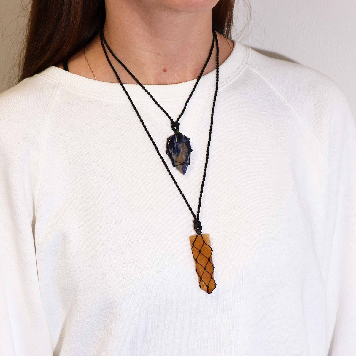 Laced Gemstone Flat Point Pendant - Golden Quartz - view 4