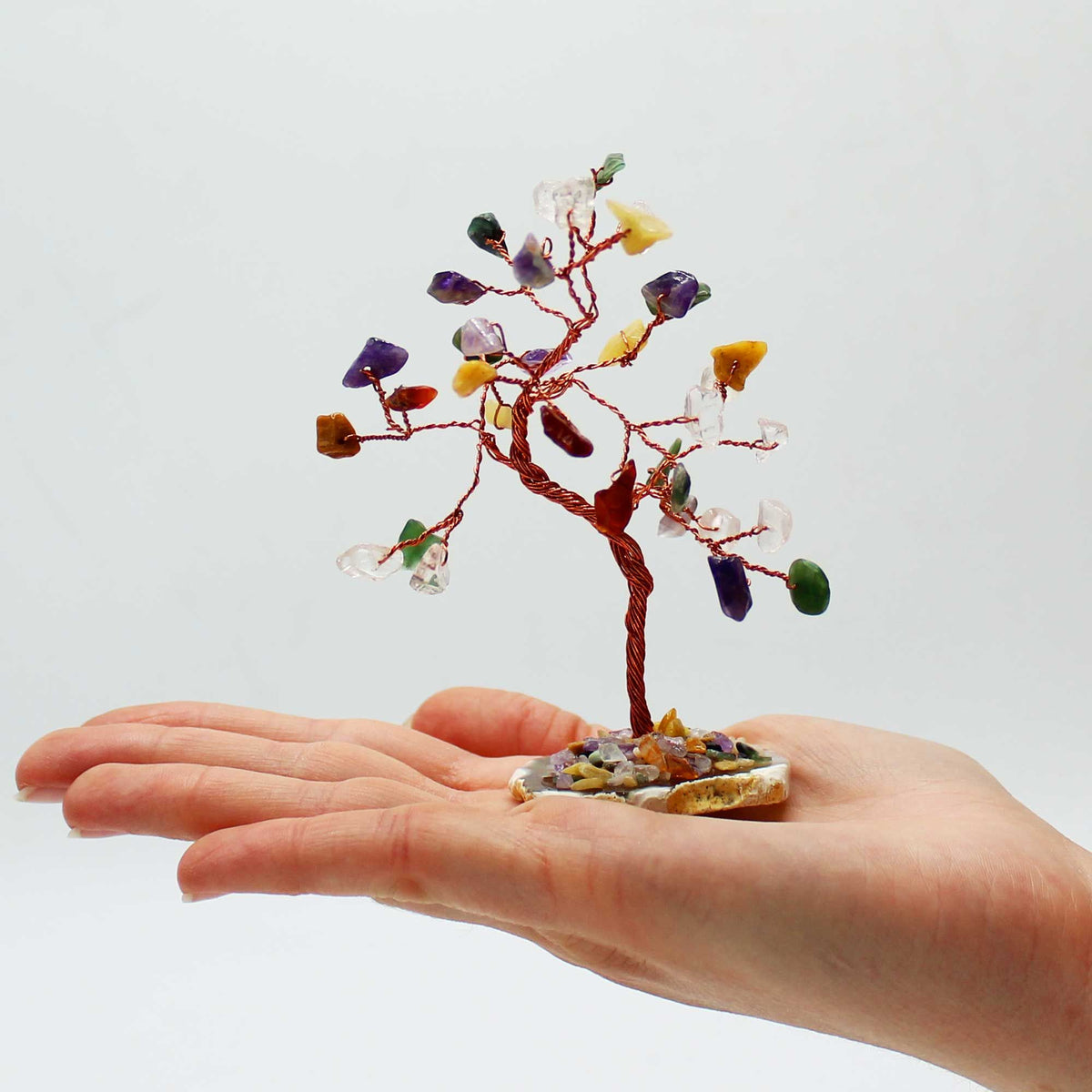 Gemstone Tree - Multi Stones on Natural Agate Base (35 stones) - view 3