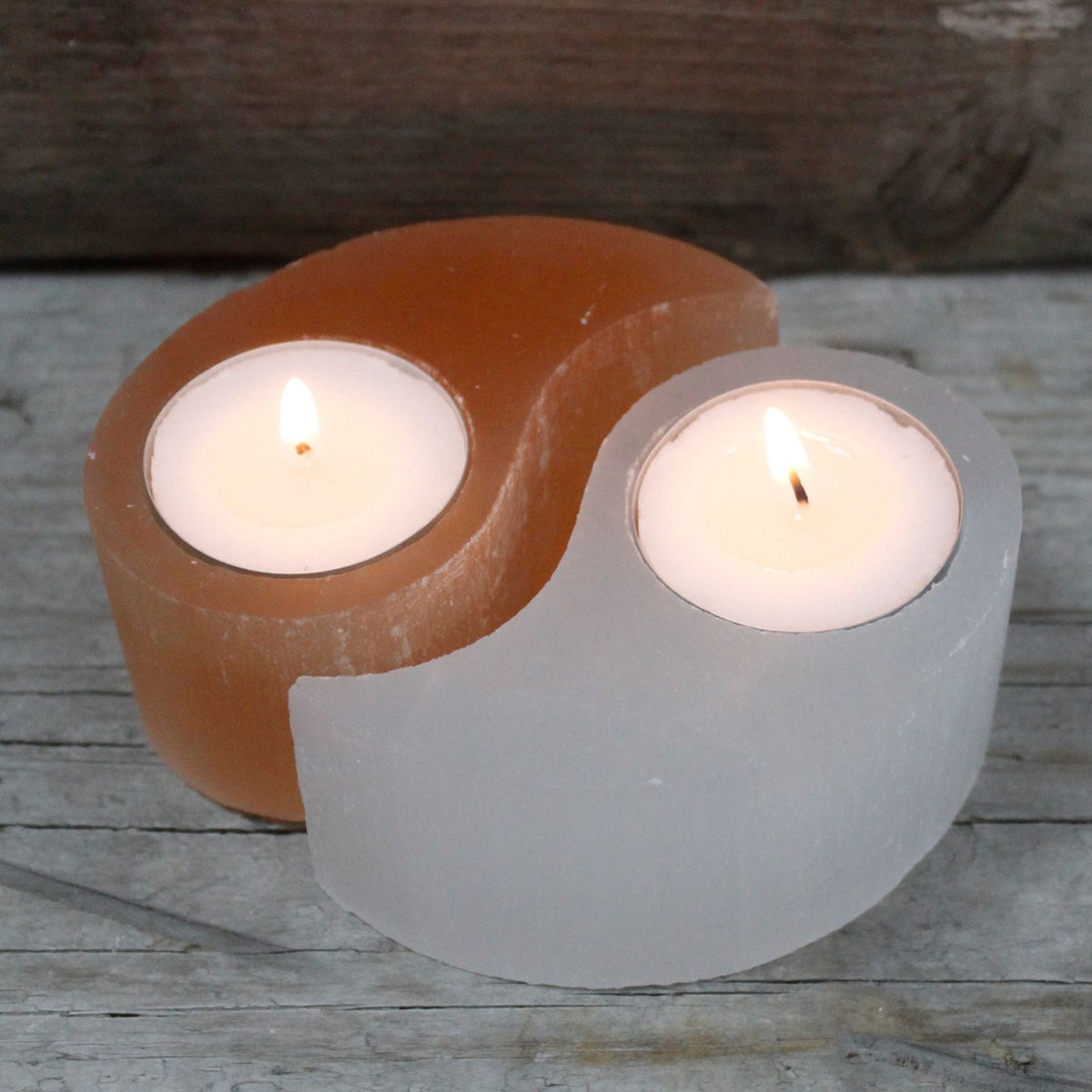 Selenite Yin Yang Candle Holder - view 2