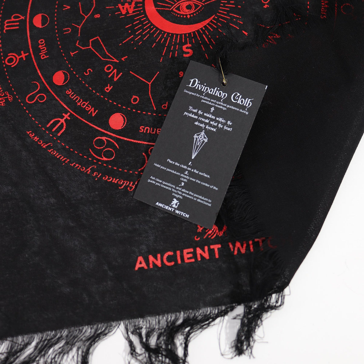 Ancient Witch Pendulum Divination Cloth - All Seeing Eye - Black & Blood Red - view 2