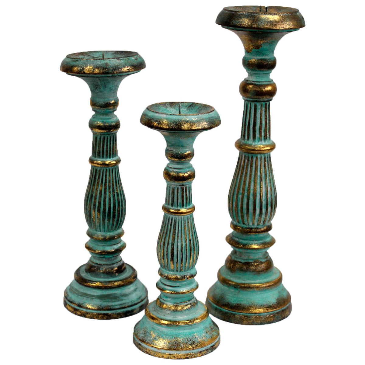 Large Candle Stand - Turquoise Gold - view 2