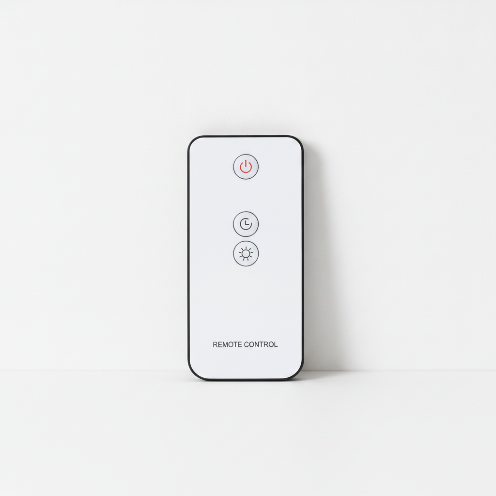 Small white remote control for the salt stone diffuser