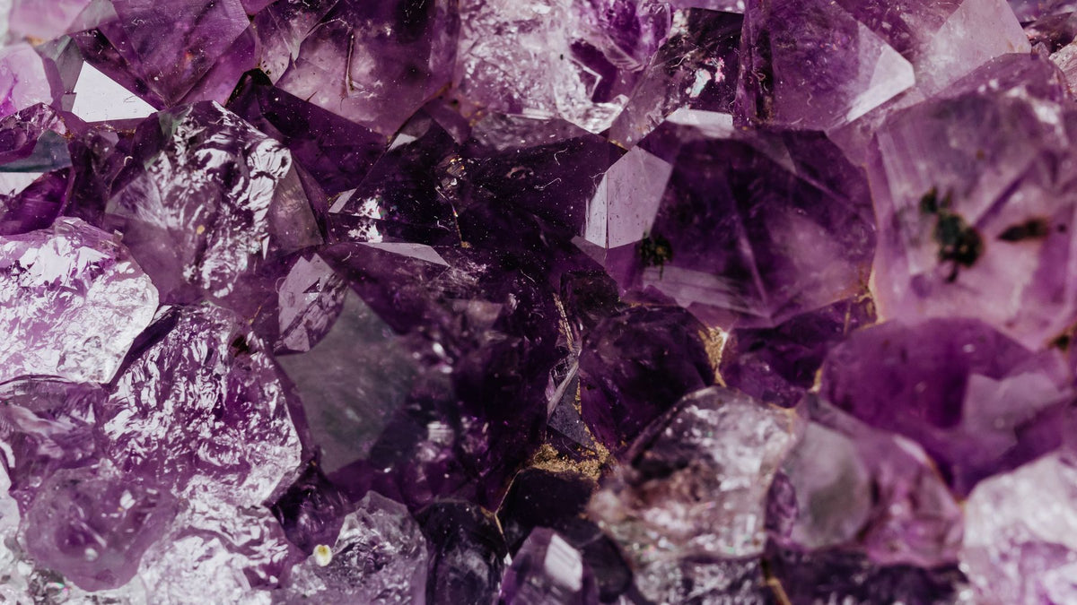 Close-up of a raw amethyst geode