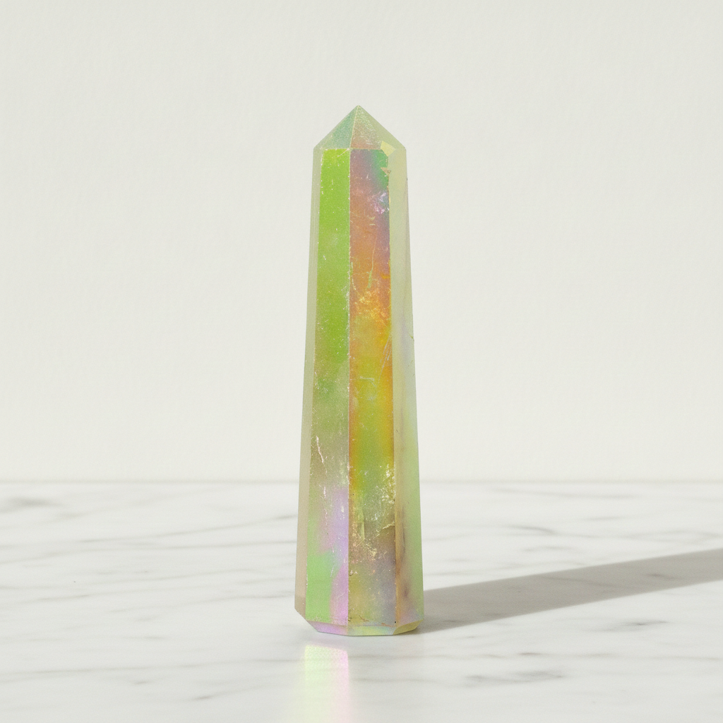 Aurora Quartz Obelisk Point - Pale Green - view 4