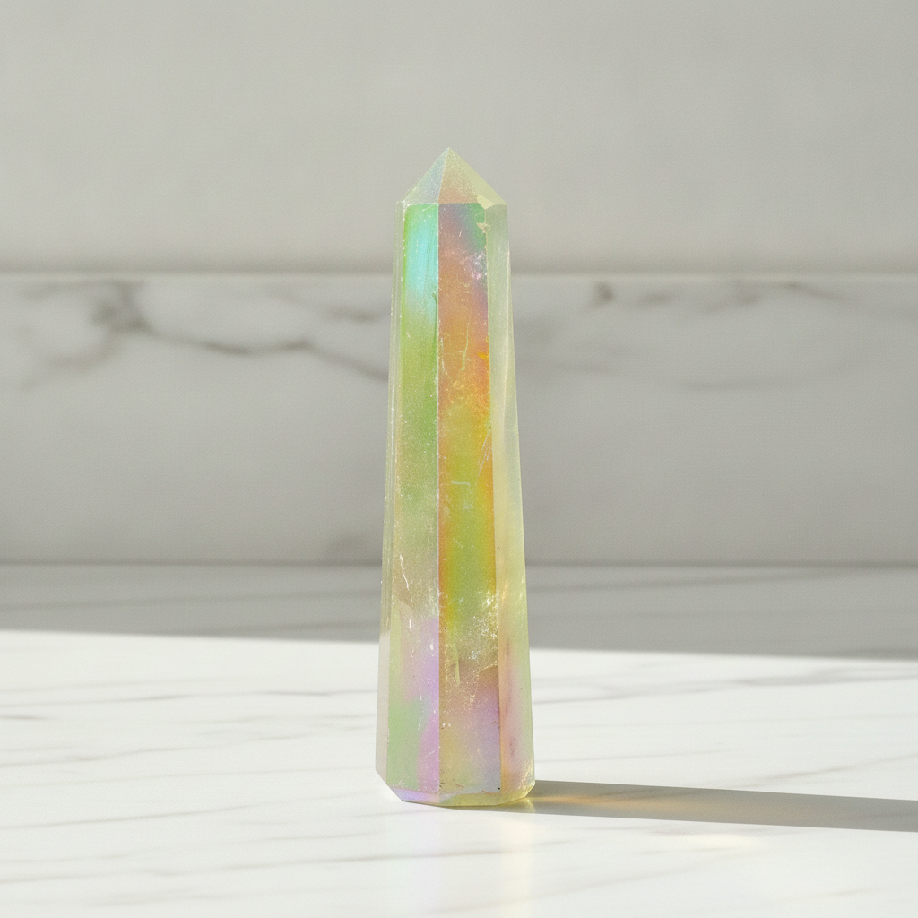 Aurora Quartz Obelisk Point - Pale Green - view 5