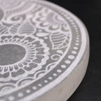Large round selenite charging plate engraved with a feng shui compass - view 3