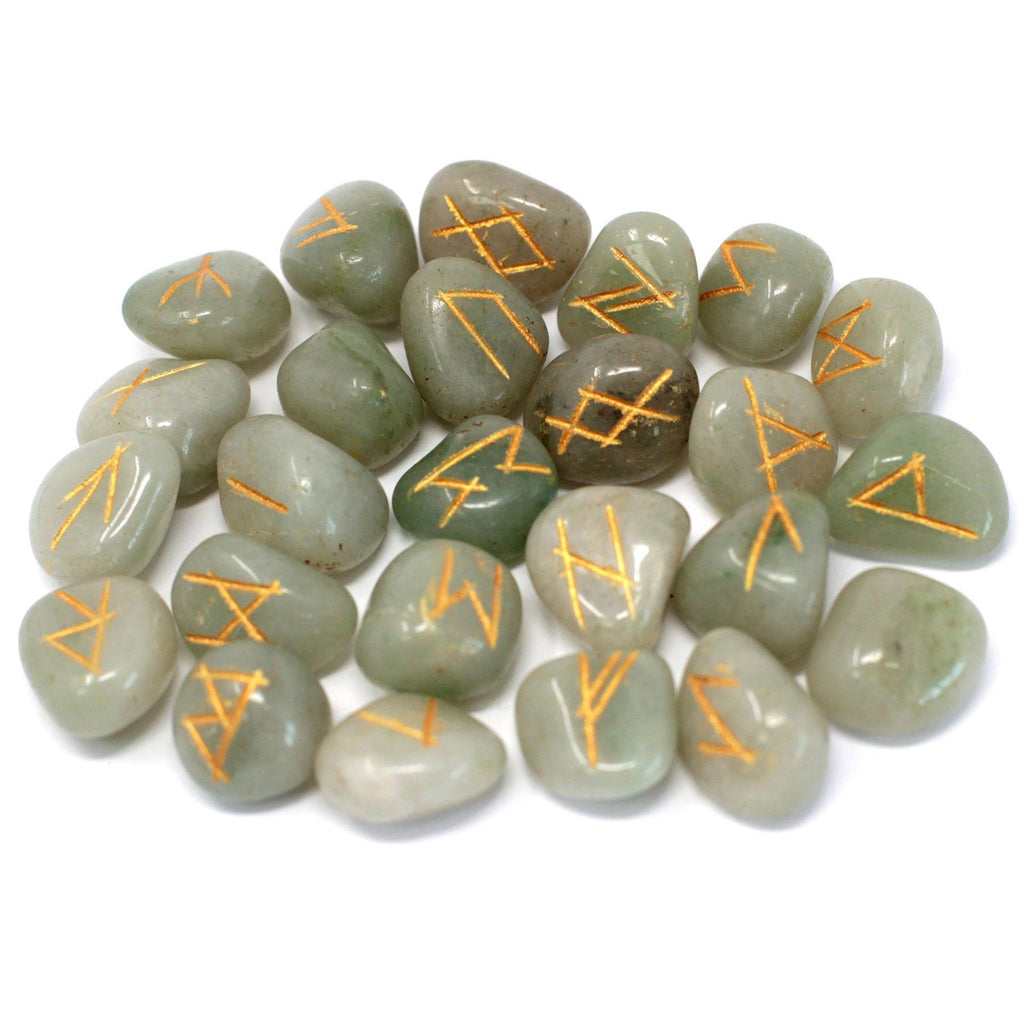 Runes Stone Set in Pouch - Green Aventurine - view 3