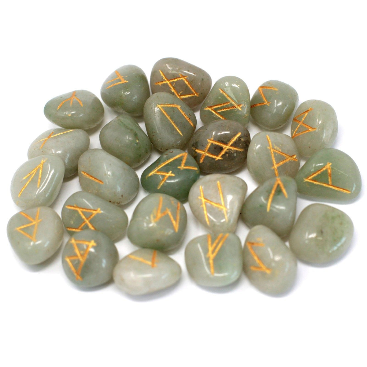 Runes Stone Set in Pouch - Green Aventurine - view 3