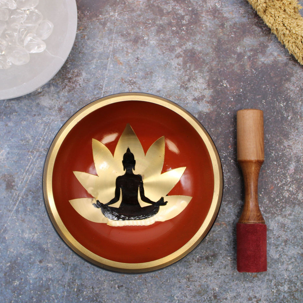 Lrg Buddha Singing Bowl Set - Black/Orange 14cm - view 3