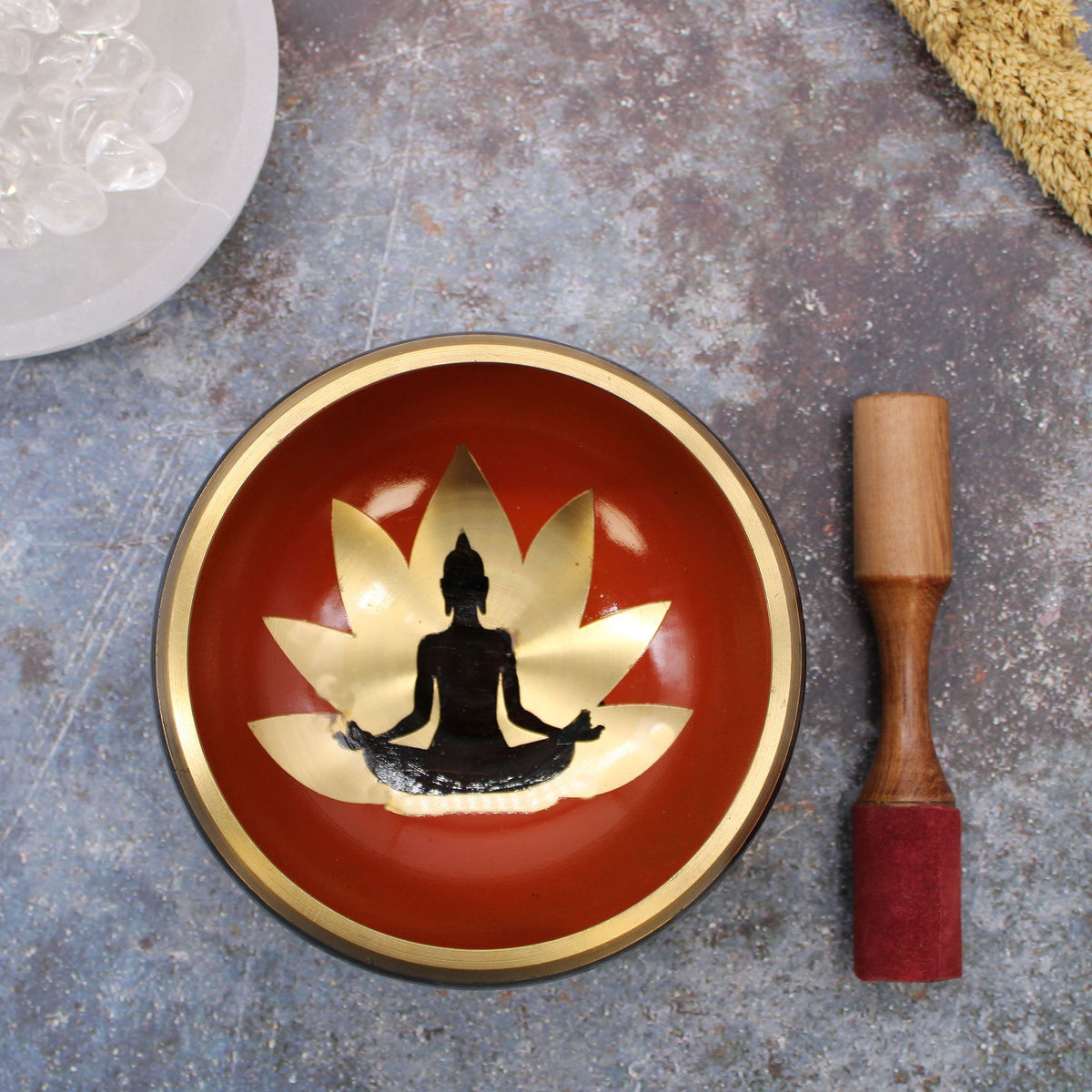 Lrg Buddha Singing Bowl Set - Black/Orange 14cm - view 3