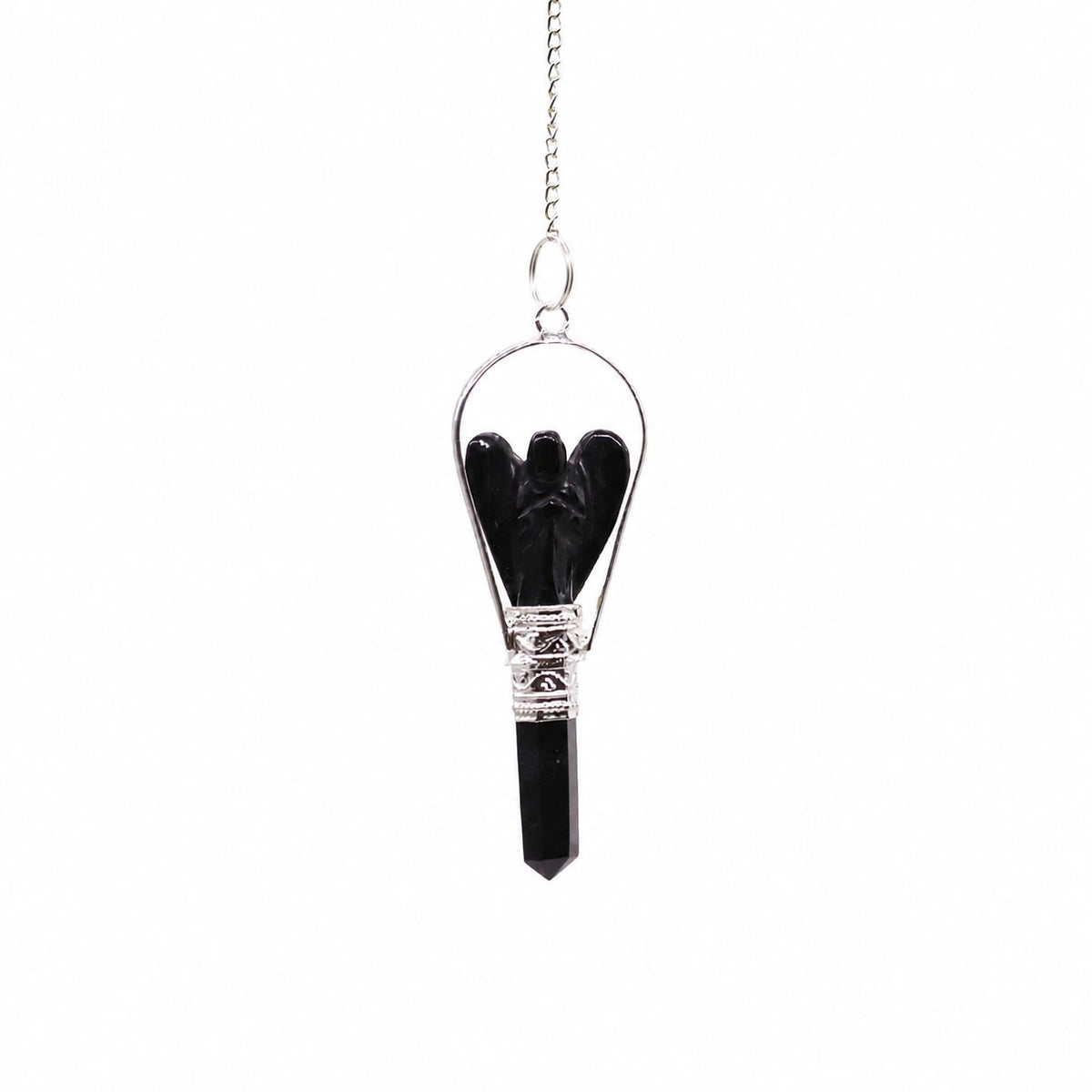 Angel Pendulum with Ring - Black Agate - view 3