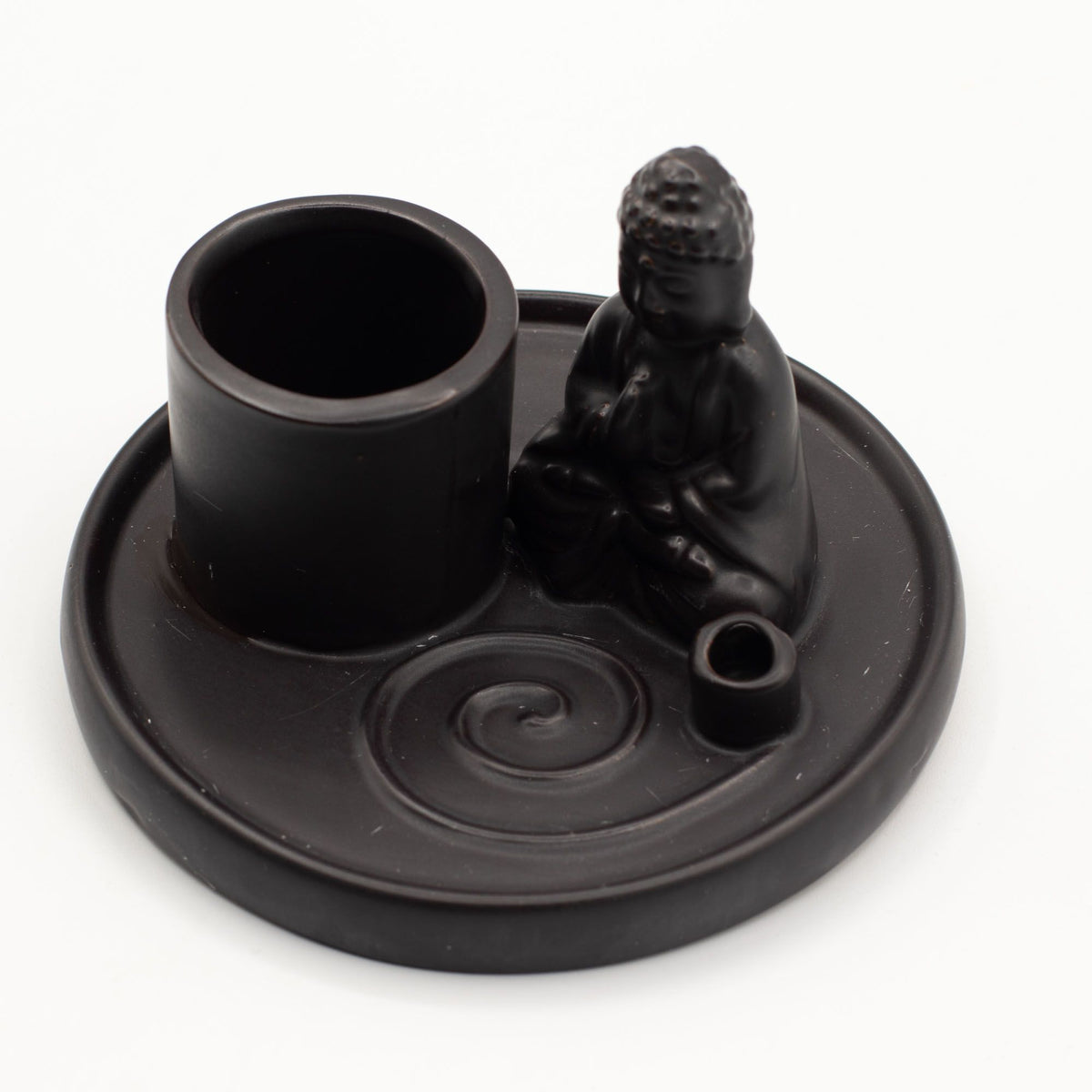 Multi Purpose Buddha Incense Plate - Ceramic Matt Black - view 5