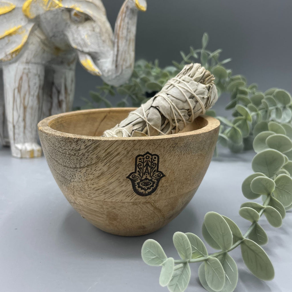 Wooden Smudge Bowl - Hamsa - Small - view 2