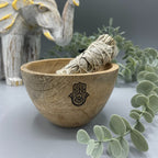 Wooden Smudge Bowl - Hamsa - Small - view 2