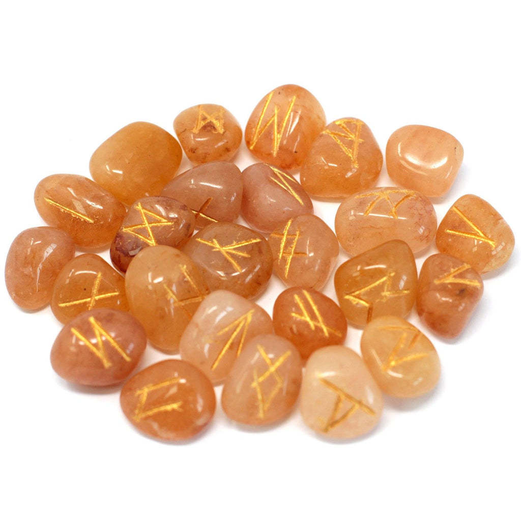 Runes Stone Set in Pouch - Yellow Aventurine - view 2