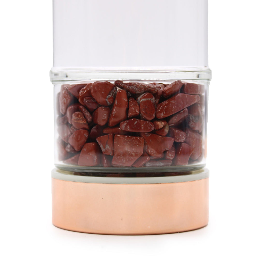 Crystal Glass Tea Infuser Bottle - Rose Gold - Red Jasper - view 2