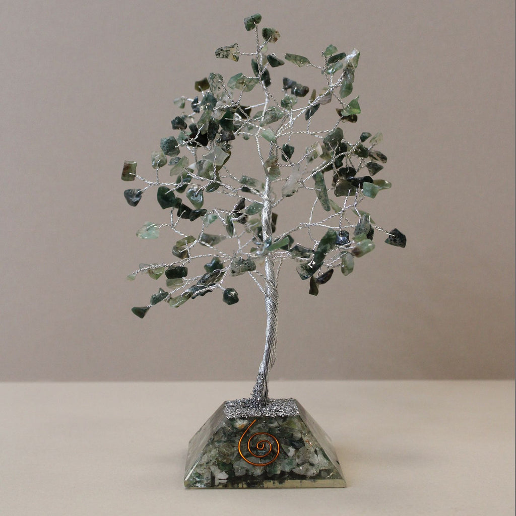 Gemstone Tree with Orgonite Base - 160 Stone - Moss Agate